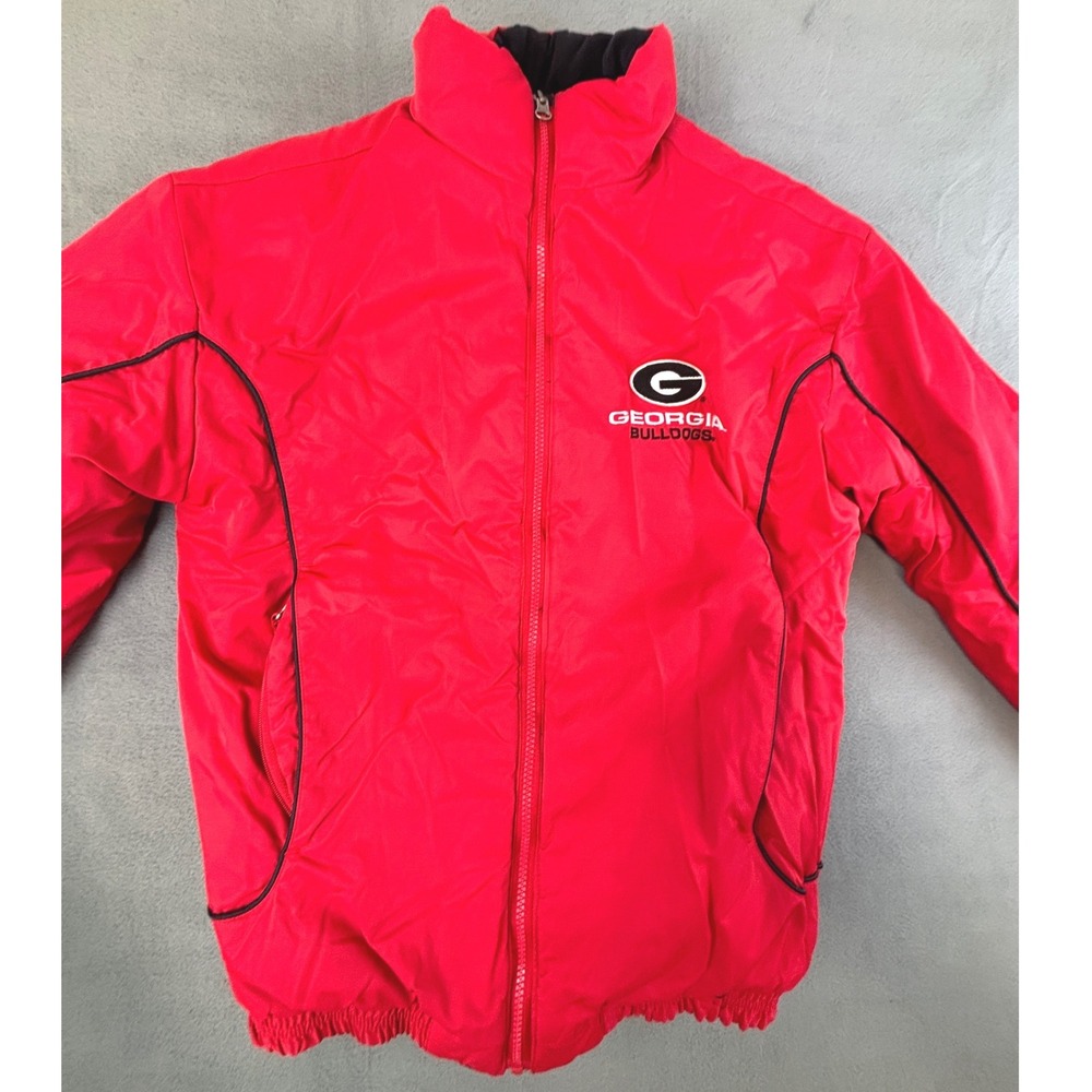Active Mens Georgia Bulldogs Reversible Puffer Jacket Red Black Small NCAA